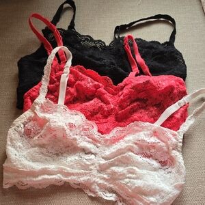 Cosabella Lace Bralette Trio - Black, Coral, White